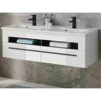 Furn.design Doppelwaschtisch "Design-D" in weiß Hochglanz Waschtisch Set hängend