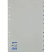 Leitz Leitz, Esselte Register für A4, 1-12, Blau/weiß, Robuster