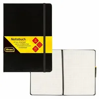 IDENA Notizbuch 80g/m2 kariert schwarz DIN A5