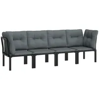 VidaXL 4-tlg. Garten-Lounge-Set Schwarz und Grau Poly Rattan