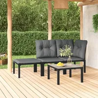 VidaXL 4-tlg. Garten-Lounge-Set Schwarz und Grau Poly Rattan