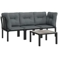 VidaXL Garten-Lounge-Set 4-tlg. schwarz/grau