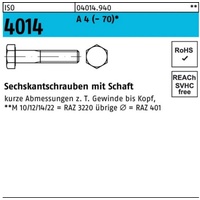 Industrial Quality Supplies ISO 4014 Sechskant-Schaftschraube M6x170 Edelstahl A4