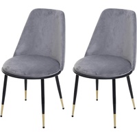 Mendler 2er-Set Esszimmerstuhl HWC-H28, Stuhl Küchenstuhl, Metall grau, schwarze