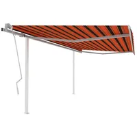 VidaXL Gelenkarmmarkise Einziehbar mit Pfosten 4,5x3,5 m Orange Braun