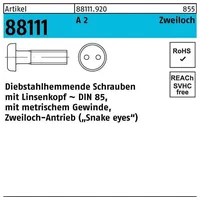 Reyher DIN 85 Diebstahlhemmende Linsenkopfschraube M5x20 Edelstahl A2 blank