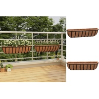 VidaXL Wand-Pflanzkörbe 2 Stk. Kokoseinlage Schwarz 76x21x16 cm Stahl