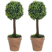 VidaXL Künstliche Buchsbäume 2 Stk. mit Topf Kugelform Grün