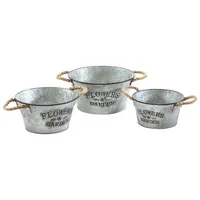 Kobolo 3tlg. Set Blumentopf METAL3PLANT58 in Silber | Gr.: