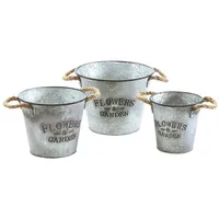 Kobolo 3tlg. Set Blumentopf METAL3PLANT59 in Silber | Gr.: