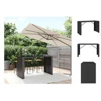 VidaXL Bartisch mit Glasplatte Schwarz 185x80x110 cm Poly Rattan