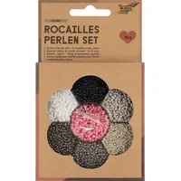 Folia Rocailles Perlen-Set silber mehrfarbig ~90g 3x1m Nylonfaden 3