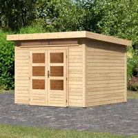 Karibu Gartenhaus KARIBU ""Ammersee 4" rundum terragrau", beige (naturbelassen),