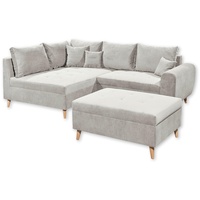 Ed exciting design Ecksofa mit Hocker - 3 Zierkissen