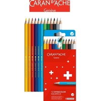 CARAN d'ACHE Caran d'Ache, Malstifte, Swisscolor Aquarelle (Multicolor, 12