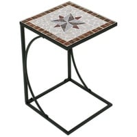 Lomadox Beistelltisch mit Mosaik in braun/grau/rot/beige, B/H/T: ca. 35/53/35