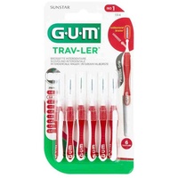 Gum TRAV-LER 0,8mm Kerze rot Interdental+6Kappen Interdentalbürsten