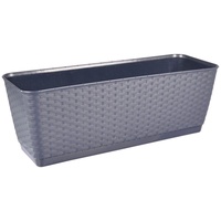 Prosperplast Blumenkasten anthrazit 49cm Rattanoptik Balkonkasten Pflanzkasten Blumentopf