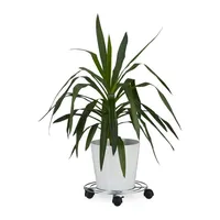 Relaxdays 4 x Pflanzenroller, mit Bremse, Schwarz,Silber