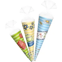 ROTH Schultüte zum Anhängen Jungen farbig 3er Set 10,