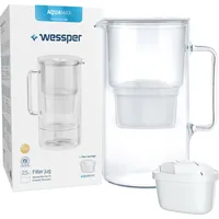 Wessper Wasserfilterkanne aus Glas Wasserfilter Weiss