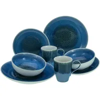 CreaTable CreaTable, Caldera Blau, Kombiservice aus Steinzeug, spülmaschinen- und