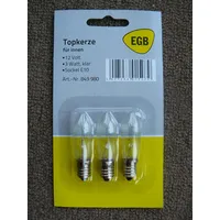 EGB 3 Stück Topkerze, Riffelkerze für Lichterkette 12V, 3W,