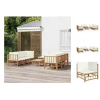 VidaXL 9-tlg. Garten-Lounge-Set mit Cremeweißen Kissen Bambus