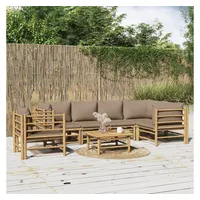 VidaXL Garten-Lounge-Set 7-tlg. mit Taupe Kissen Bambus braun