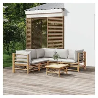 VidaXL Lounge-Set 6-tlg. hellgrau/bambus inkl. Kissen 3155092