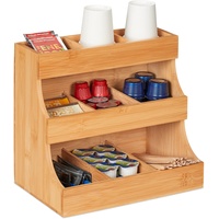 Relaxdays Kaffee Organizer, 9 Fächer, Bambus, HBT: 24 x