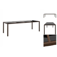 VidaXL Gartentisch mit Glasplatte Braun Poly Rattan