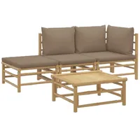 VidaXL Garten-Lounge-Set 4-tlg. mit Taupe Kissen Bambus braun