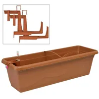 Buri Blumenkasten 59cm mit Kastenhalter und Wasserspeicher Balkonkasten Pflanzkasten
