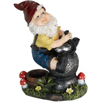 Relaxdays Gartenzwerg mit Laterne, wetterfest, frostsicher, HxBxT: 15x7,5x10,5 cm,