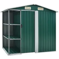 VidaXL Geräteschuppen mit Regal 2,05 x 1,30 m grün