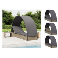 VidaXL Sonnenliege mit Runddach Grau 211x57x140 cm Poly Rattan
