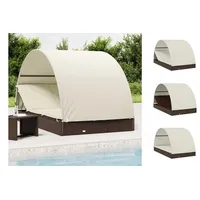 VidaXL 2-Personen-Sonnenliege mit Dach Braun 211x112x140 Poly Rattan