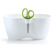 Prosperplast Kräutertopf weiß limes dublo mit Kräuterschere Blumentopf Pflanztopf