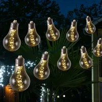 MARELIDA LED Solar Lichterkette mit 10 grauen Glühbirnen mit
