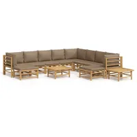 VidaXL Garten-Lounge-Set 12-tlg. taupe bambus