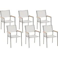 Beliani Gartenstuhl Polyester weiß 6er Set