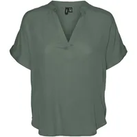 Vero Moda Blusenshirt Beauty mit Splitneck in Grün-XS