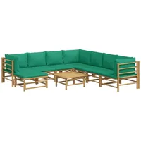 VidaXL 9-tlg. Garten-Lounge-Set mit Grünen Kissen Bambus
