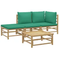 VidaXL 4-tlg. Garten-Lounge-Set mit Grünen Kissen Bambus