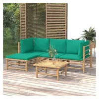 VidaXL 5-tlg. Garten-Lounge-Set mit Grünen Kissen Bambus
