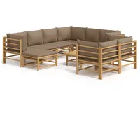 VidaXL Garten-Lounge-Set 10-tlg. taupe bambus