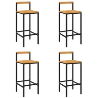 VidaXL Barhocker 4 Stk. Schwarz Poly Rattan und Massivholz