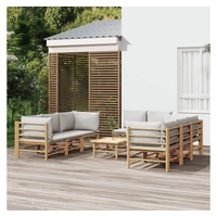 VidaXL Garten-Lounge-Set 9-tlg. hellgrau Bambus
