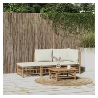 VidaXL Lounge-Set 3-tlg. creme bambus inkl. Kissen 3155204